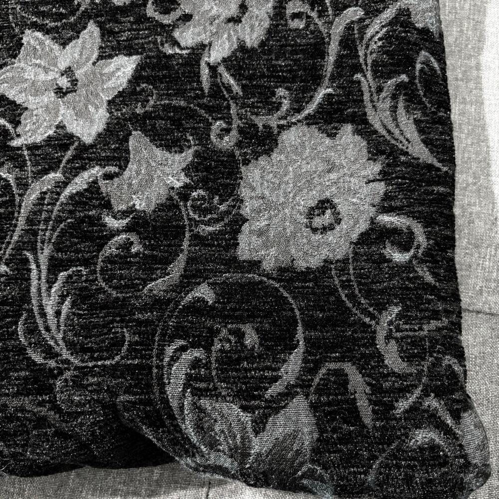 Ulla Popken Jacket Women 16/18 Black Silk Gray Open Front Wearable Art Tapestry - Picture 8 of 8